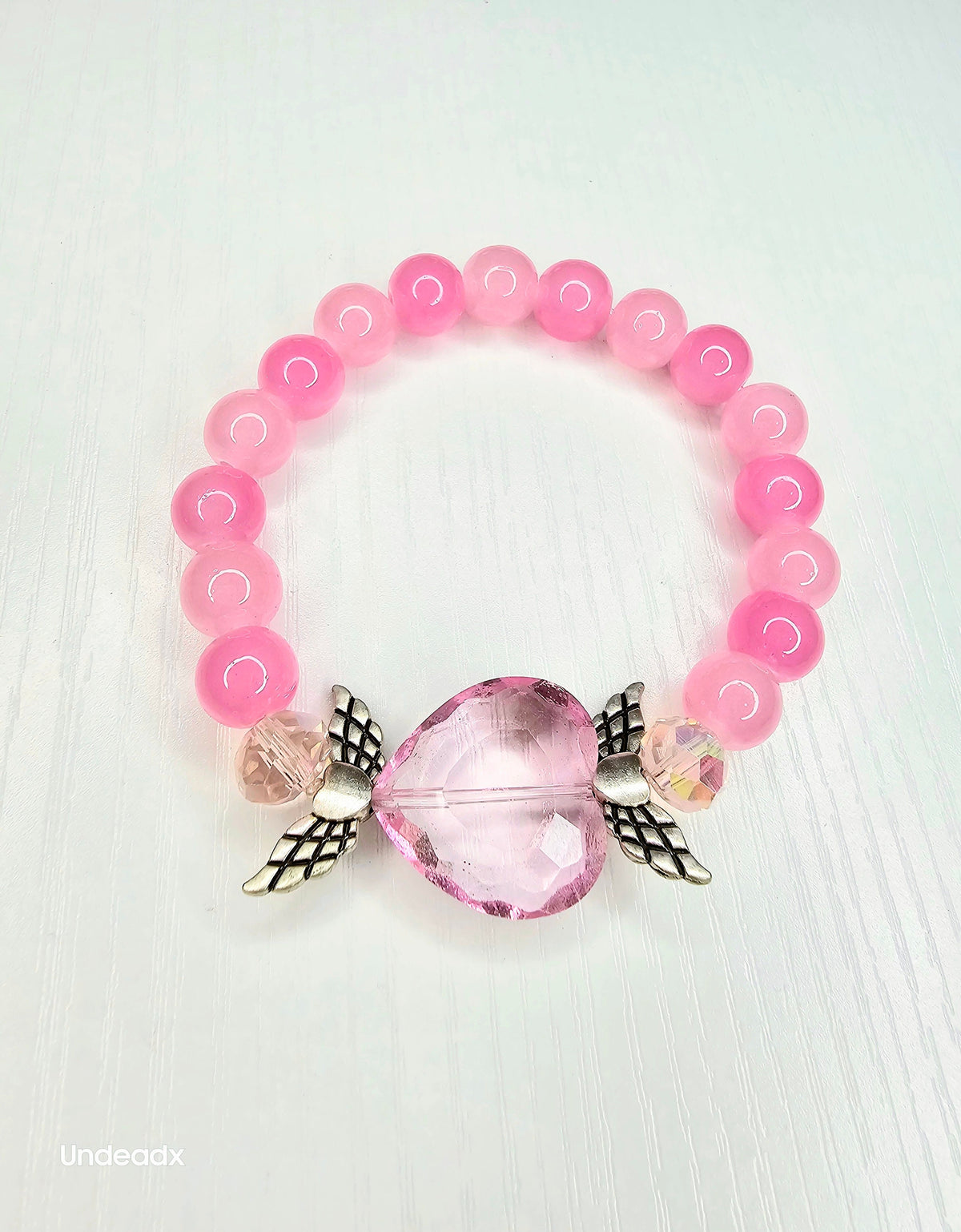 Heart Wing bracelet With Pink Glass beads Kawaii Accessories, Alt accessories MADE TO ODER high quality