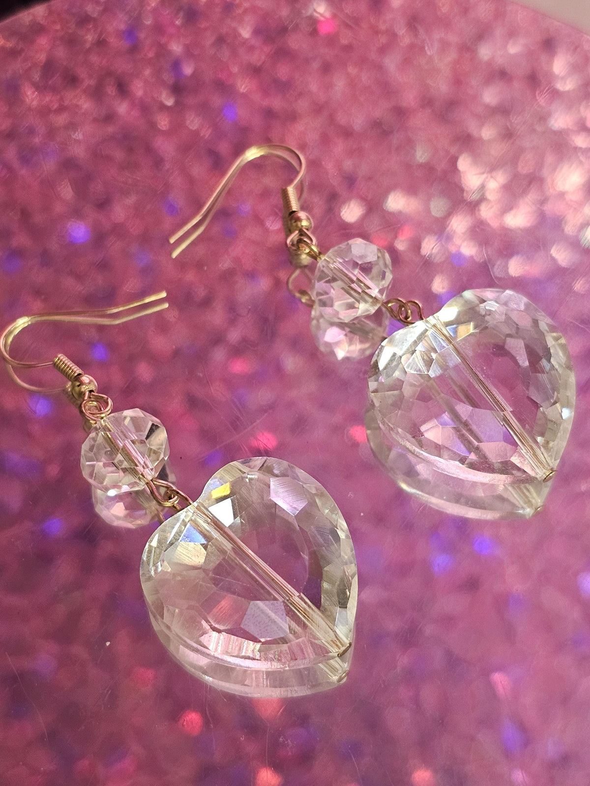 Heart large Kawaii earrings (clear)