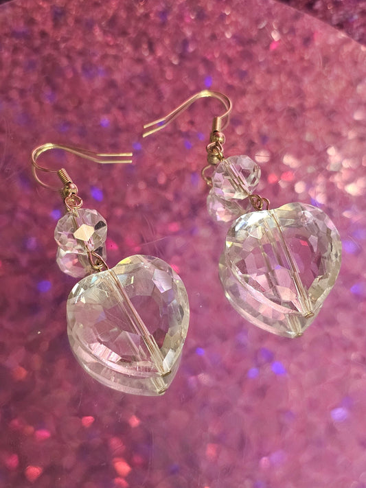 Heart large Kawaii earrings (clear)