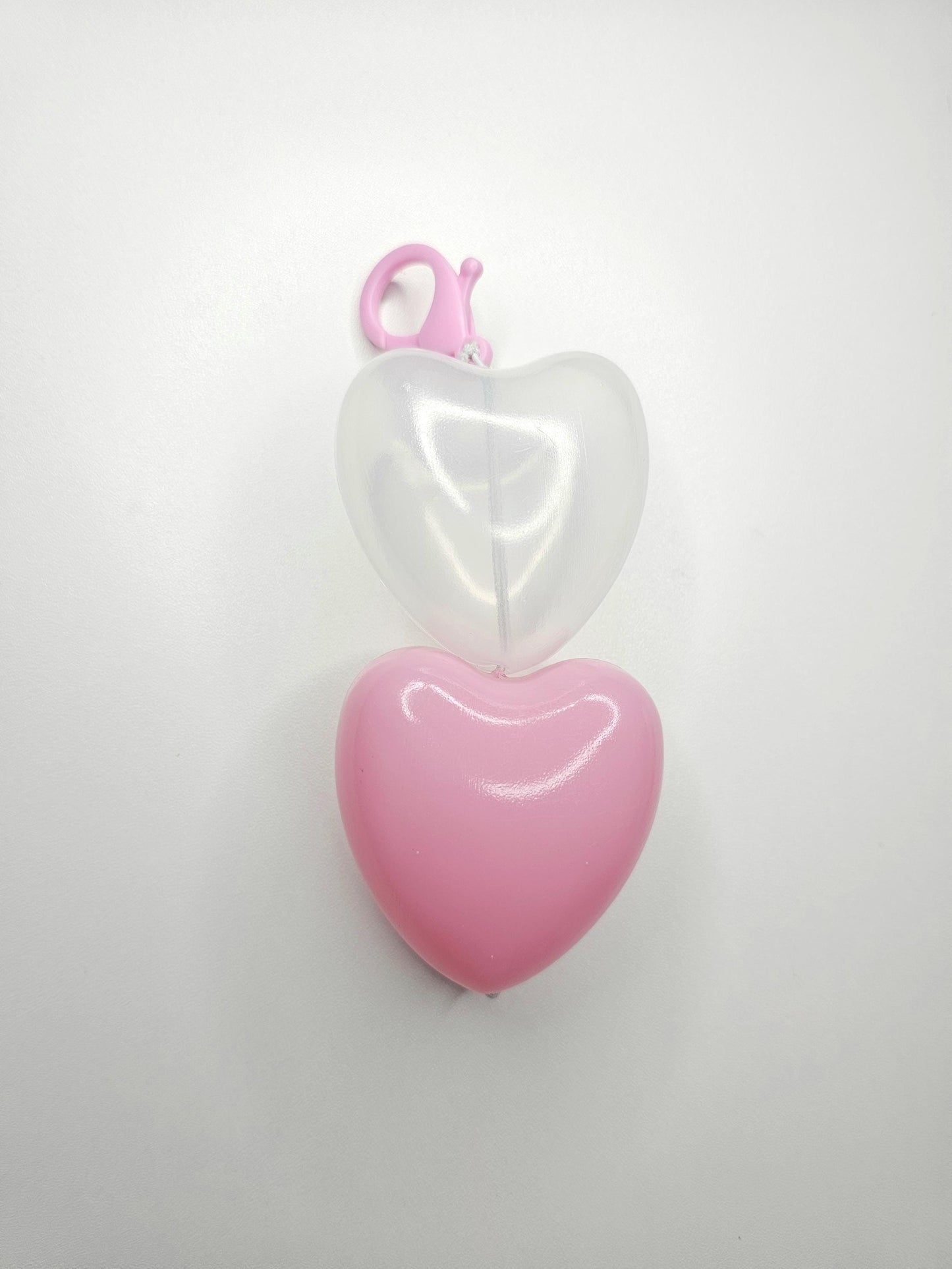 Heart keychain/zipper 2 tier charm pink,white,and clear ballpit handmade kawaii accessories, lovecore