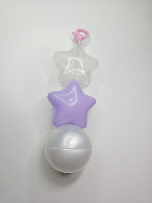 Puffy star keychain Purple,clear, and silver. fairy kei, yume kawaii, decora fashion