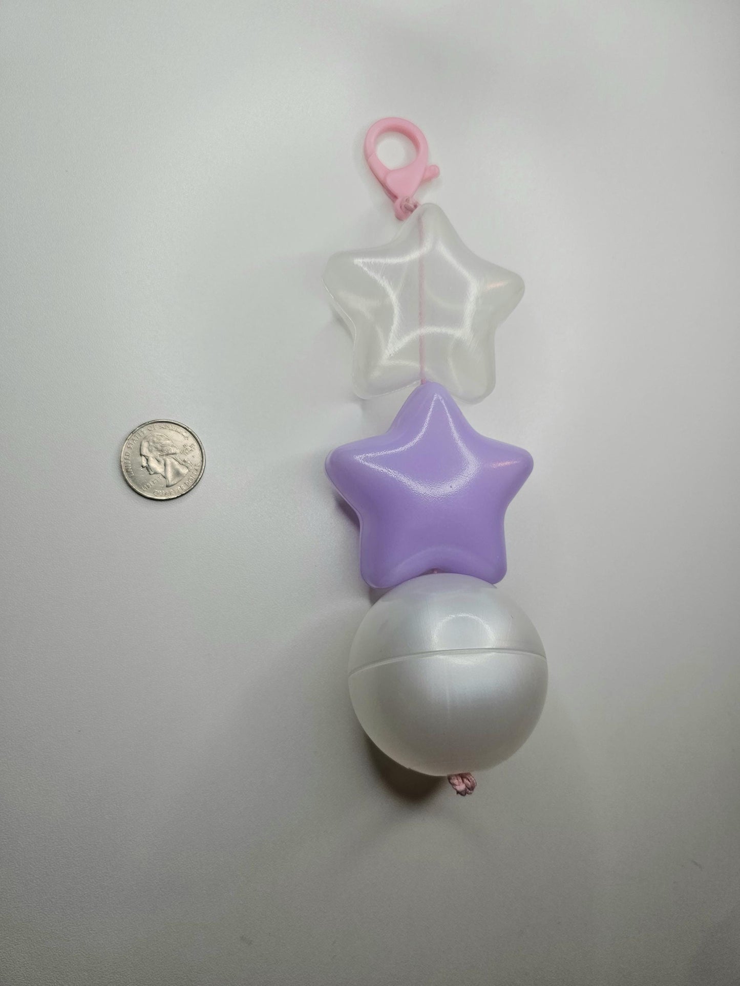 Jumbo Puffy star keychain/zipper backpack charm blue, Purple,clear, and silver. fairy kei, yume kawaii, decora fashion